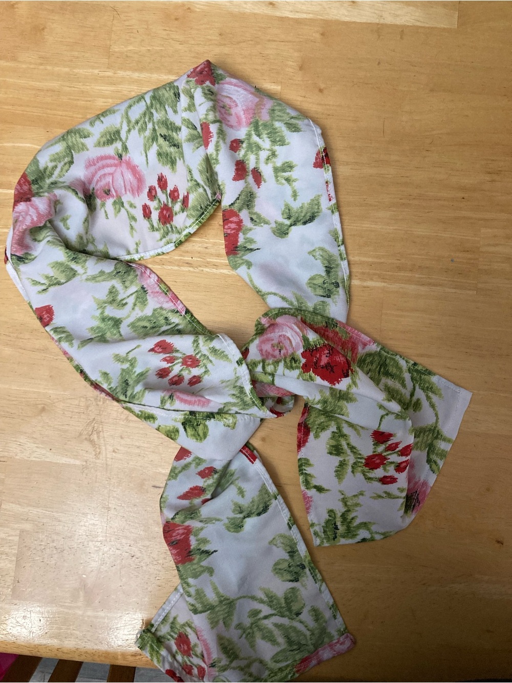 Floral White, Pink & Green Lightweight Women's Scarf